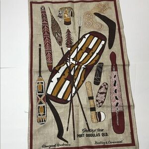 Aboriginal Australia Linen Tea Towel Port Douglas